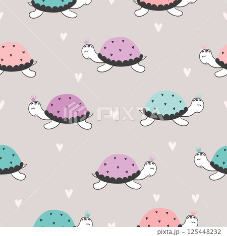 Seamless kids pattern with colorful turtles 125448232