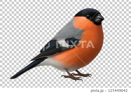 Brightly Colored Bullfinch Perched Gracefully on a Branch in a Natural Setting During Daylight Brightly Colored Bullfinch Perched Gracefully on a Branch in a Natural Setting During Daylight 125449042