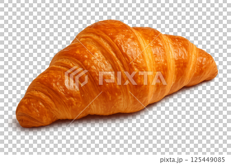 Flaky Golden Croissant Resting on a Clean Surface After Baking in a Cozy Kitchen 125449085