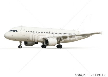 Aircraft Preparing for Takeoff on a Runway Under Clear Blue Skies 125449117