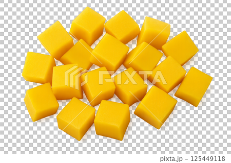 Yellow Rubbery Cubes Arranged on a White Background Perfect for Crafts or Projects Yellow Rubbery Cubes Arranged on a White Background Perfect for Crafts or Projects 125449118
