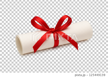 Scroll Tied With a Red Ribbon for Celebration or Achievement Event 125449139