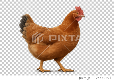 Brown Hen Walking Gracefully in a Bright and Clean Environment 125449291