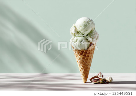 Ice cream in green shade, summer vibe 125449551