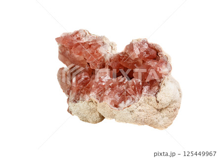 Pink Amethyst mineral stoneon a white background 125449967