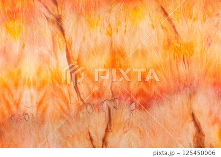 abstract pattern on silk fabric texture in yellow and brown tones 125450006