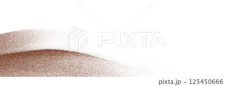 Chocolate and coffee powder, scattered cocoa on a light background. Particles of earth and dust. Brown sand texture.Top view of the cake. 125450666