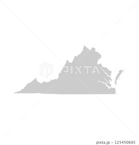 Virginia, VA - grey silhouette map of US state. Vector illustration 125450685
