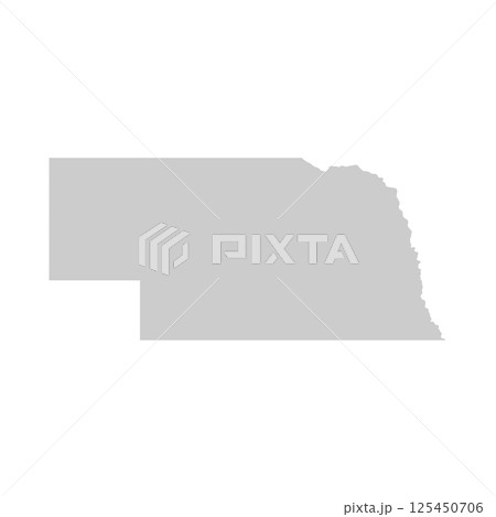 Nebraska, NE - grey silhouette map of US state. Vector illustration 125450706