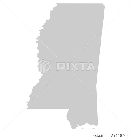 Mississippi, MS - grey silhouette map of US state. Vector illustration Mississippi, MS - grey silhouette map of US state. Vector illustration 125450709