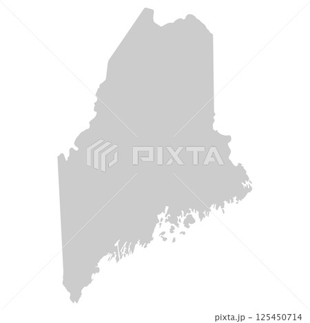 Maine, ME - grey silhouette map of US state. Vector illustration 125450714