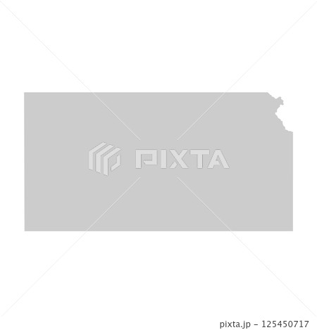 Kansas, KS - grey silhouette map of US state. Vector illustration 125450717
