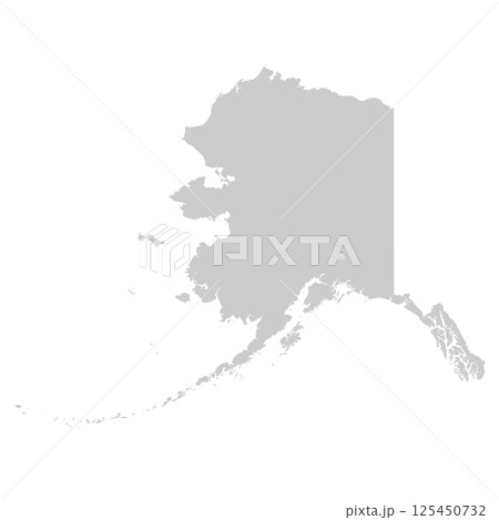 Alaska, AK - grey silhouette map of US state. Vector illustration 125450732