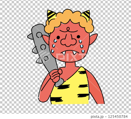 哭泣的紅色惡魔的插圖 - 惡魔眼中的淚水 125450784