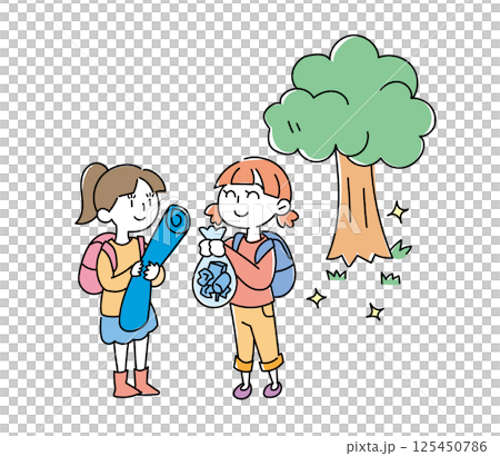 ゴミを持ち帰るイラスト・立つ鳥跡を濁さず ゴミを持ち帰るイラスト・立つ鳥跡を濁さず 125450786