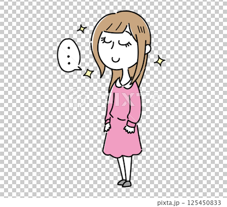 沈黙する女性のイラスト・言わぬが花 沈黙する女性のイラスト・言わぬが花 125450833