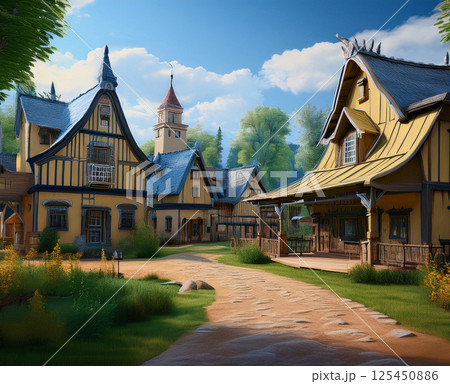 Generative AI 18th century rural village Generative AI 18th century rural village 125450886