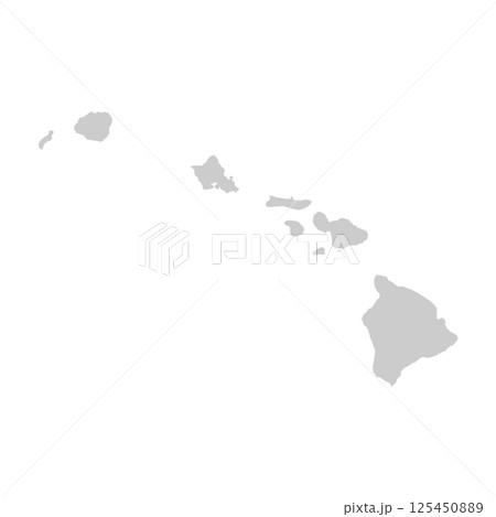 Hawaii, HI - grey silhouette map of US state. Vector illustration Hawaii, HI - grey silhouette map of US state. Vector illustration 125450889