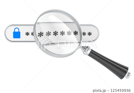 Search password, concept. 3D rendering Search password, concept. 3D rendering 125450936
