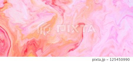 Vibrant Coral Pink Orange Liquid Marble Texture with Flowing Swirls, Abstract Fluid Art Background Vibrant Coral Pink Orange Liquid Marble Texture with Flowing Swirls, Abstract Fluid Art Background 125450990