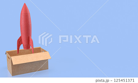 The Red rocket in Box for Startup concept 3d rendering. 125451371
