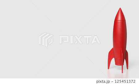 The Red rocket on white Background 3d Rendering. 125451372
