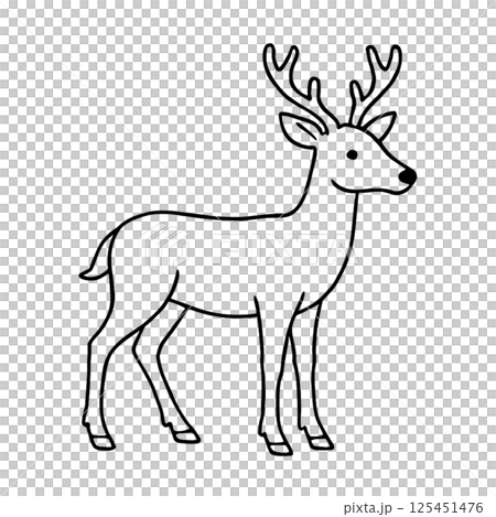 鹿線描插畫、圖示、素材、無背景、動物系列 鹿線描插畫、圖示、素材、無背景、動物系列 125451476