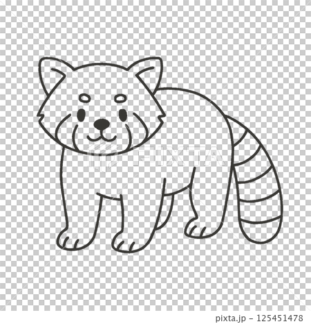 小熊貓線描插畫、圖示、素材、無背景、動物系列 125451478