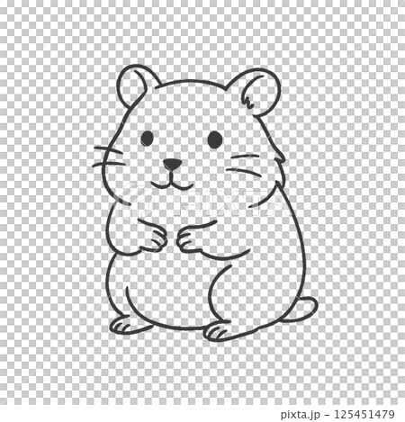 動物の線画イラスト　ハムスター ハムスターの線画イラスト、アイコン、素材、背景なし、動物