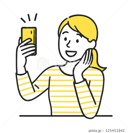 スマホで自撮りする女性 スマホで自撮りする女性 125451842