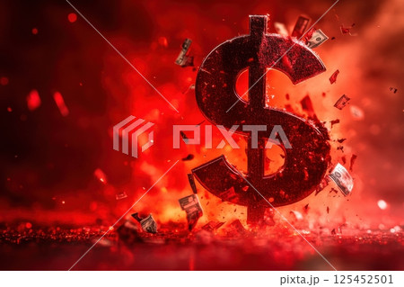 Explosive financial crisis urban environment digital art dramatic lighting abstract concept 125452501