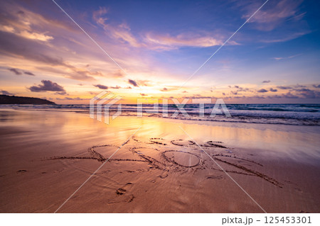 Amazing light sunset or sunrise sky over sea with wave crashing in the ocean,Seascape view nature colorful sky background Amazing light sunset or sunrise sky over sea with wave crashing in the ocean,Seascape view nature colorful sky background 125453301