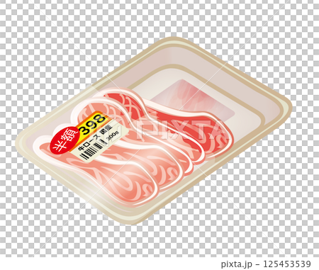 パックに入ったお肉のイラスト 125453539