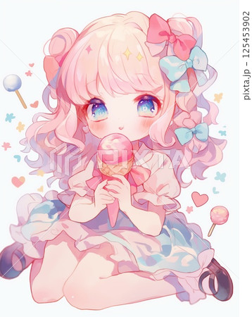 アイスを食べる少女 125453902