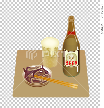 Illustration of snacks and alcohol 125454675