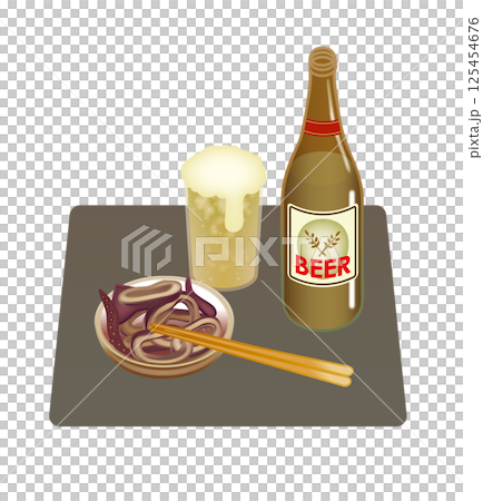 Illustration of delicious snacks and beer Illustration of delicious snacks and beer 125454676