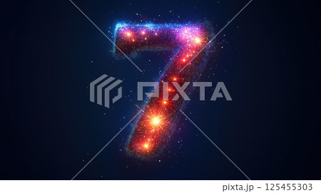 Abstract glowing number seven on dark background (1) 125455303