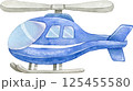 青色のヘリコプターの水彩イラスト 青色のヘリコプターの水彩イラスト 125455580