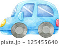 水色の自動車の水彩イラスト 水色の自動車の水彩イラスト 125455640