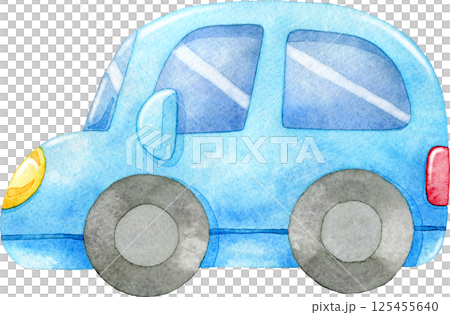 水色の自動車の水彩イラスト 125455640