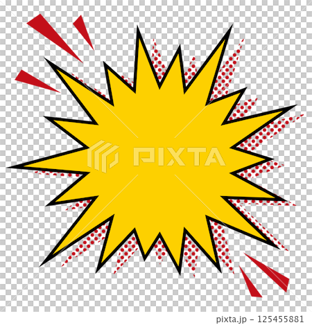 Jagged bomb round speech bubble frame / dots, yellow Jagged bomb round speech bubble frame / dots, yellow 125455881