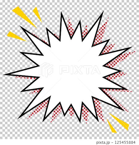 Jagged bomb round speech bubble frame / dots, white window 125455884