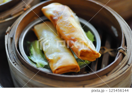 spring rolls, deep fried rolls or vermicelli rolls or deep fried Spring rolls or fried Spring rolls 125456144