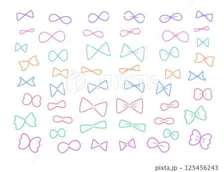 色々な形のカラフルなリボンのイラスト素材 125456243