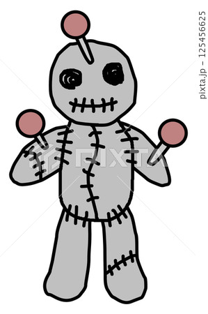 怨念や呪いの呪術で使用する釘で固定されたオカルト人形 125456625