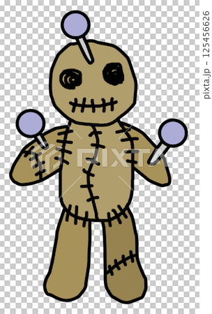 怨念や呪いの呪術で使用する釘で固定されたオカルト人形 125456626