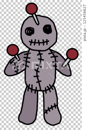 怨念や呪いの呪術で使用する釘で固定されたオカルト人形 怨念や呪いの呪術で使用する釘で固定されたオカルト人形 125456627