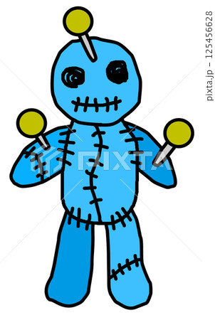 怨念や呪いの呪術で使用する釘で固定されたオカルト人形 125456628