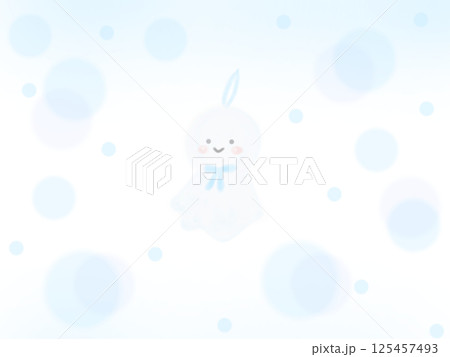 水彩の水玉模様とてるてる坊主 125457493