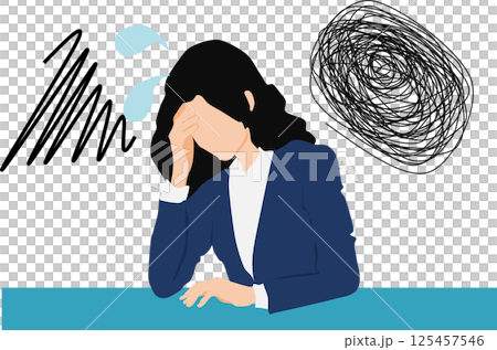 Illustration of a woman having trouble at work Illustration of a woman having trouble at work 125457546